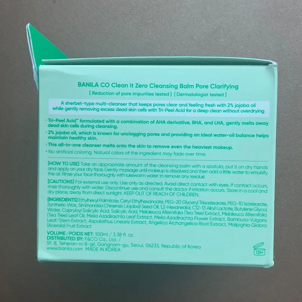 Banila Co Clean It Zero Cleansing Balm Clarifying Vegan AHA BHA LHA K-Beauty NIB